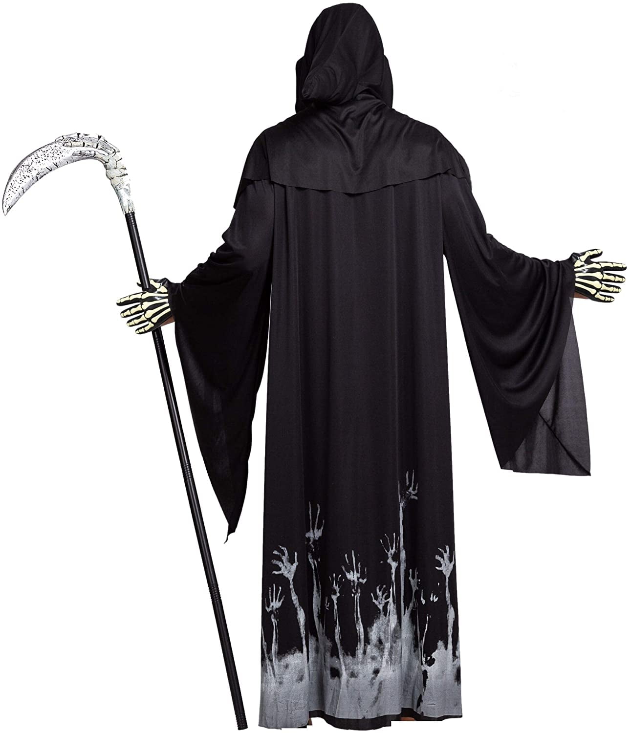 Mens Halloween Phantom Of Darkness Grim Reaper Ghoul Scythe Fancy Dress Costume