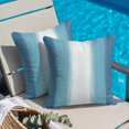 thumbnail image 4 of Throw Pillow Covers, Aqua Blue Striped Decorative Throw Pillow Covers 18x18 Inch, Blue White Ombre Farmhouse Gradient Square Linen Pillow Cases for Couch/Living Room/Sofa, 4 of 9
