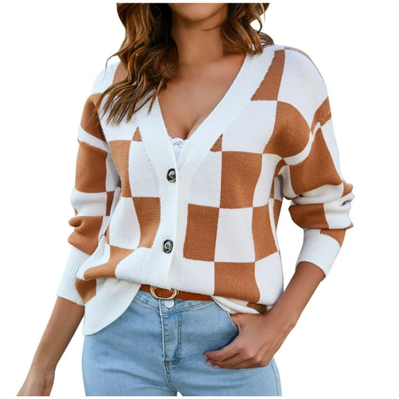 BLVB Women's Fall Cardigans Casual Lightweight Knit Sweaters Long Sleeve Button down Open Front Coat Outerwear