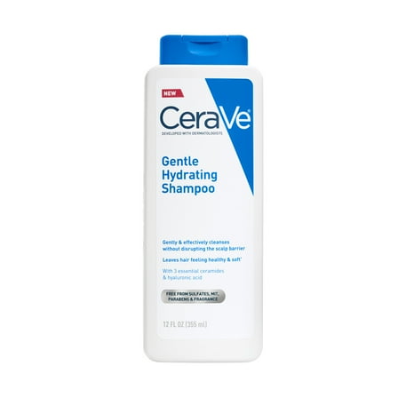 CeraVe Gentle Hydrating Shampoo Sulfate Free & Color Safe for All Hair Types, 12 fl oz