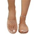 thumbnail image 5 of HTHLVMD Breathable Summer Footwear, Women's Jelly Mesh Slides Casual Comfortable Closed Round Toe Slip On Soft Sole Clear Mule Sandals for Summer Indoor Outdoor Vacation Beach Slippers, Yellow 7.5, 5 of 5
