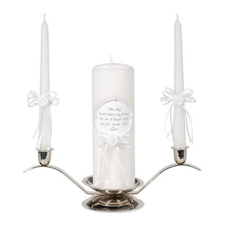 Beverly Clark Unity Candles - Victoria Lynn Unity Candle Set with Verse - Pearl Finish