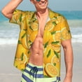 thumbnail image 7 of Honeii Yellow Limes Print Men’s Hawaiian Shirt,Classic Button-Down Short Sleeve Shirt, for Beach, Vacation, and Outdoor Activities,Large, 7 of 7