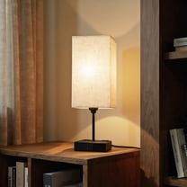 Small Lamp for Bedroom, Bedside Lamps for Night Stands, Mini Minimalist Table Lamp With Square Flaxen Fabric Shade, 11 Inch Desk Reading Lamp for Dorm Living Room Office, 1 Pack