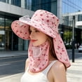 thumbnail image 5 of UV Protection Wide Brim Sun Hat with Detachable USB Rechargeable Cooling Fan, Floral Neck Flap Fishing Bucket Hat, Breathable Mesh Outdoor Sun Cap for Beach, Gardening, Cycling, 5 of 6