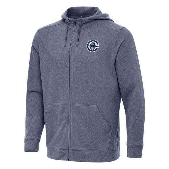 Men's Antigua Heather Navy LA Clippers Effortless Full-Zip Hoodie Jacket
