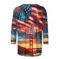 thumbnail image 3 of GERsome American Flag T-Shirt for Women 3/4 Sleeve Crewneck 4th of July Patriotic Shirts Loose Fit USA Star Stripes Graphic Tee S-5XL, 3 of 3