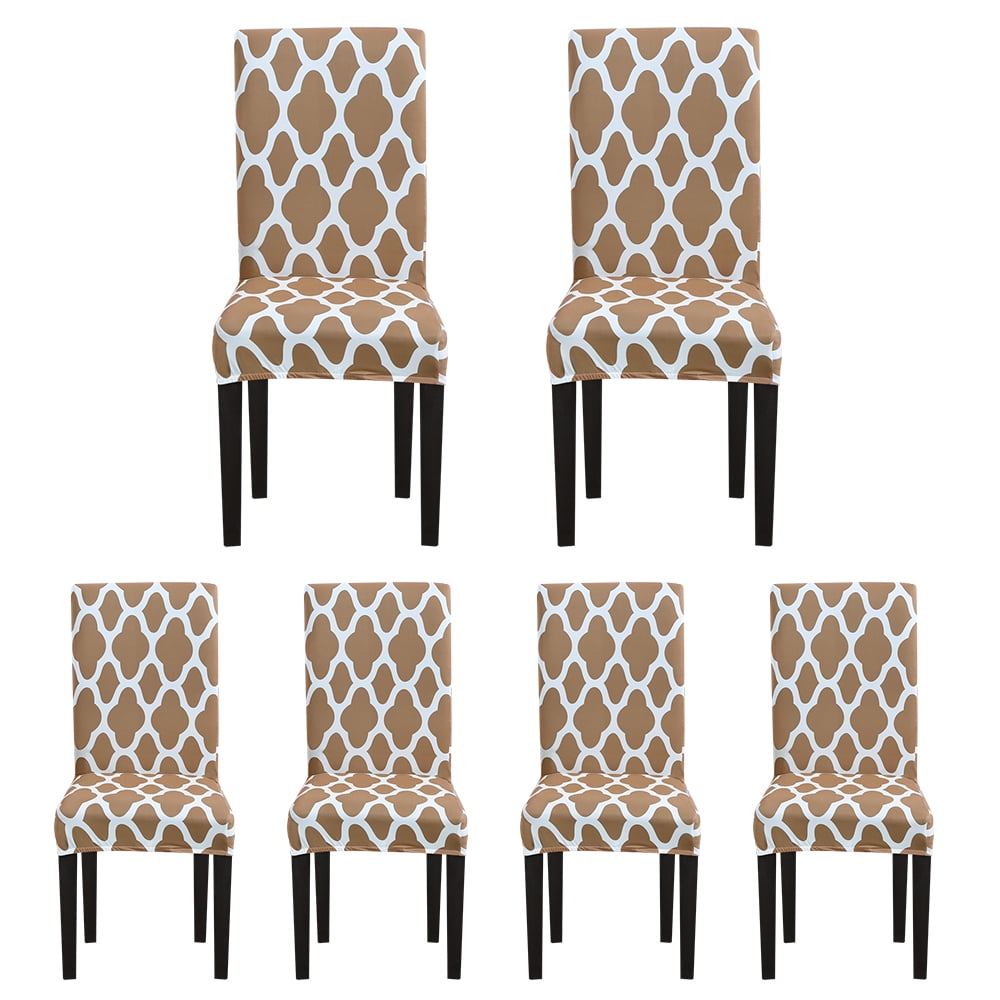 1/4/6Pcs Polyester Stretch Dining Room Chair Covers Washable Seat Slipcovers Elegant Printed