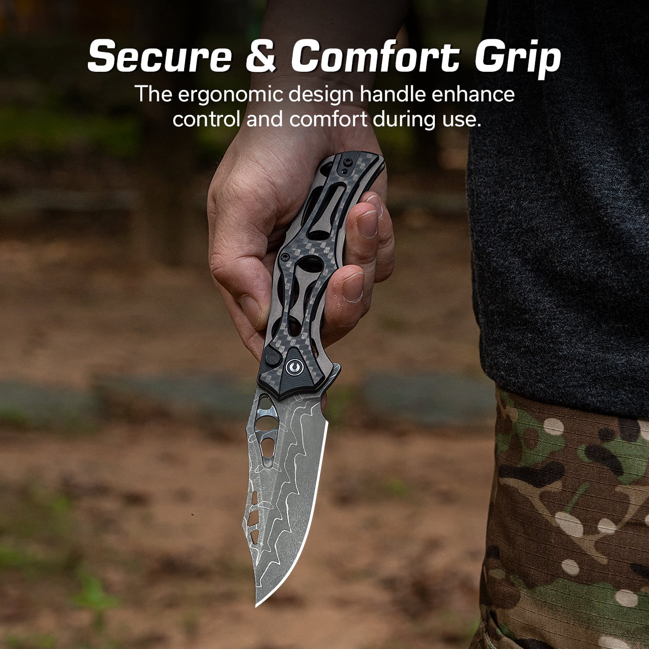 CIVIVI Biophase Pocket Folding Knife with 3.48" Damascus Blade , Gray Aluminum with Carbon Fiber Overlay On Black G10 Handle C23083C-DS1