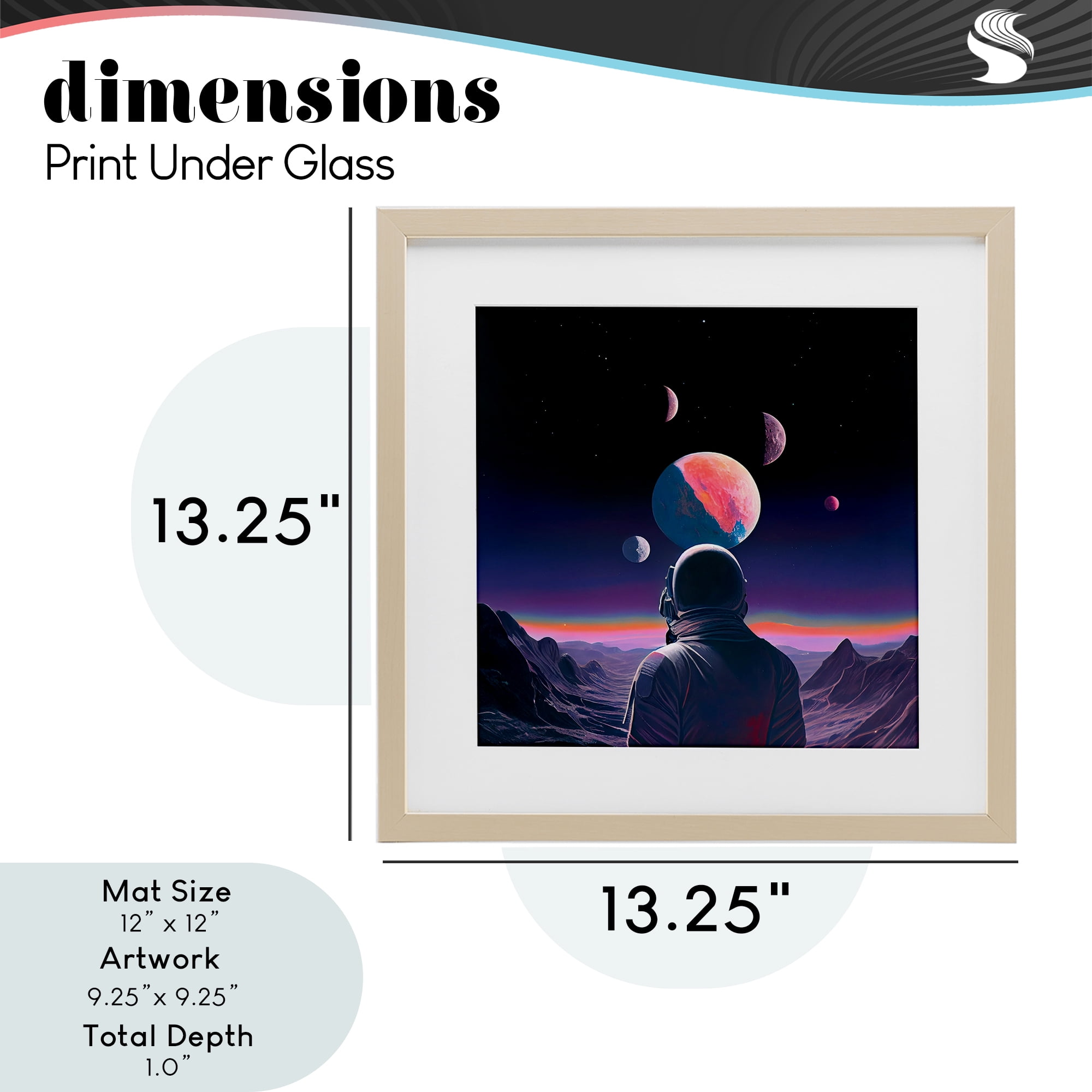 Astronaut & Purple Toned Terrain Birch Framed Print Under Glass, design by Sasha