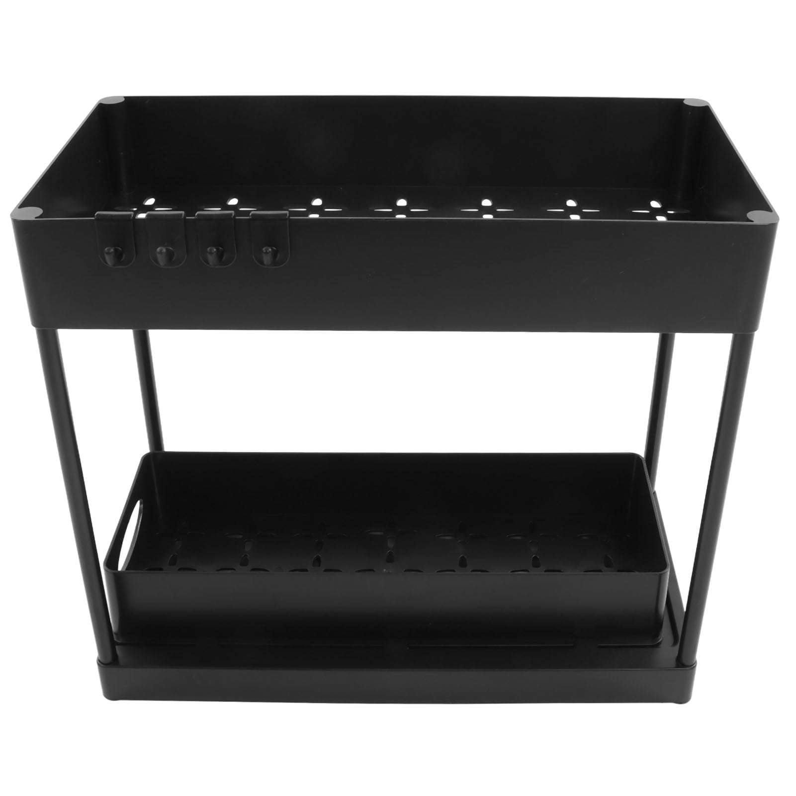Suodoka Under Sink Organizer Large Capacity Slide Out Storage Basket for Bathrooms Kitchens Black