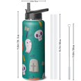 thumbnail image 3 of Halloween Creepy Black Cat Pumpkin 40oz Water Bottle with Flip Straw Lid Skull Witch Ghost Stainless Steel Insulated Mug Holiday Gift for Adults Teens Women Men, 3 of 6