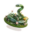 thumbnail image 3 of Decoración acrílica de serpiente verde con Base, adorno de mesa creativo artesanal 2D, centro de mesa para dormitorio, estantería, gabinete, hogar, 3 of 9