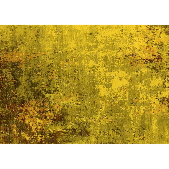 Ahgly Company Machine Washable Indoor Rectangle Oriental Yellow Industrial Area Rugs, 4' x 6'