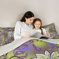thumbnail image 5 of jejeloiu Gradient Green Purple Queen Comforter Set,Batik Artwork Bedding Sets,Retro Flower Floral Bedding Comforter Set For Kids,Microfiber Bedroom Decor Reversible,3pcs, 5 of 8