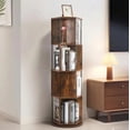 thumbnail image 5 of Bloddream 4 Tier Rotating Bookshelf,360° Display Wood Spinning Bookshelf, Vertical Bookcase Storage Round Carousel for Space-Saving,Corner Book Shelf for Home,Office, Bedroom, Rustic Brown, 5 of 9