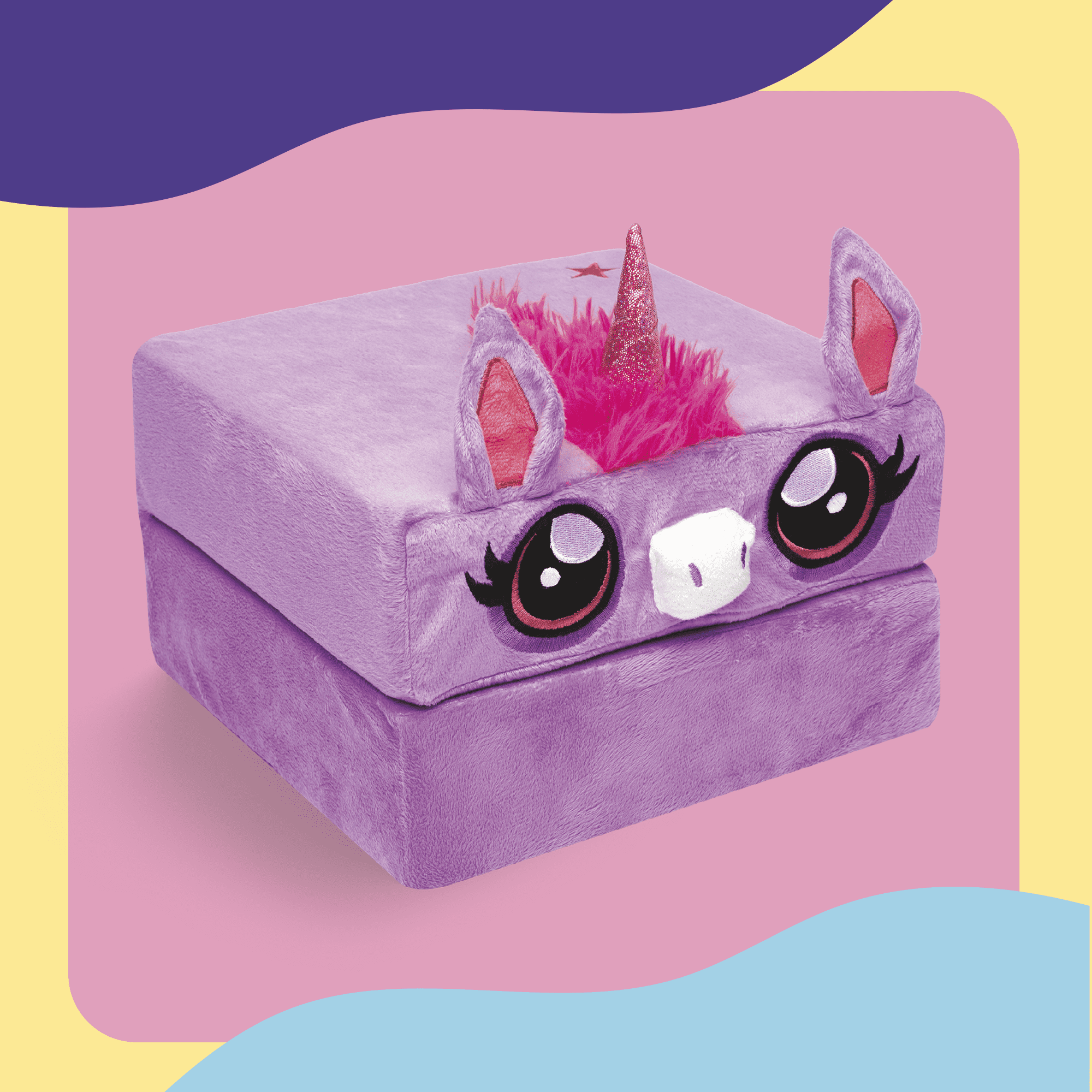Pillow Cube Kid Cubes Purple Unicorn Toddler Pillow, 2in1 Fun Toy & Plush Pillow for Kids Ages 3+  (图3)