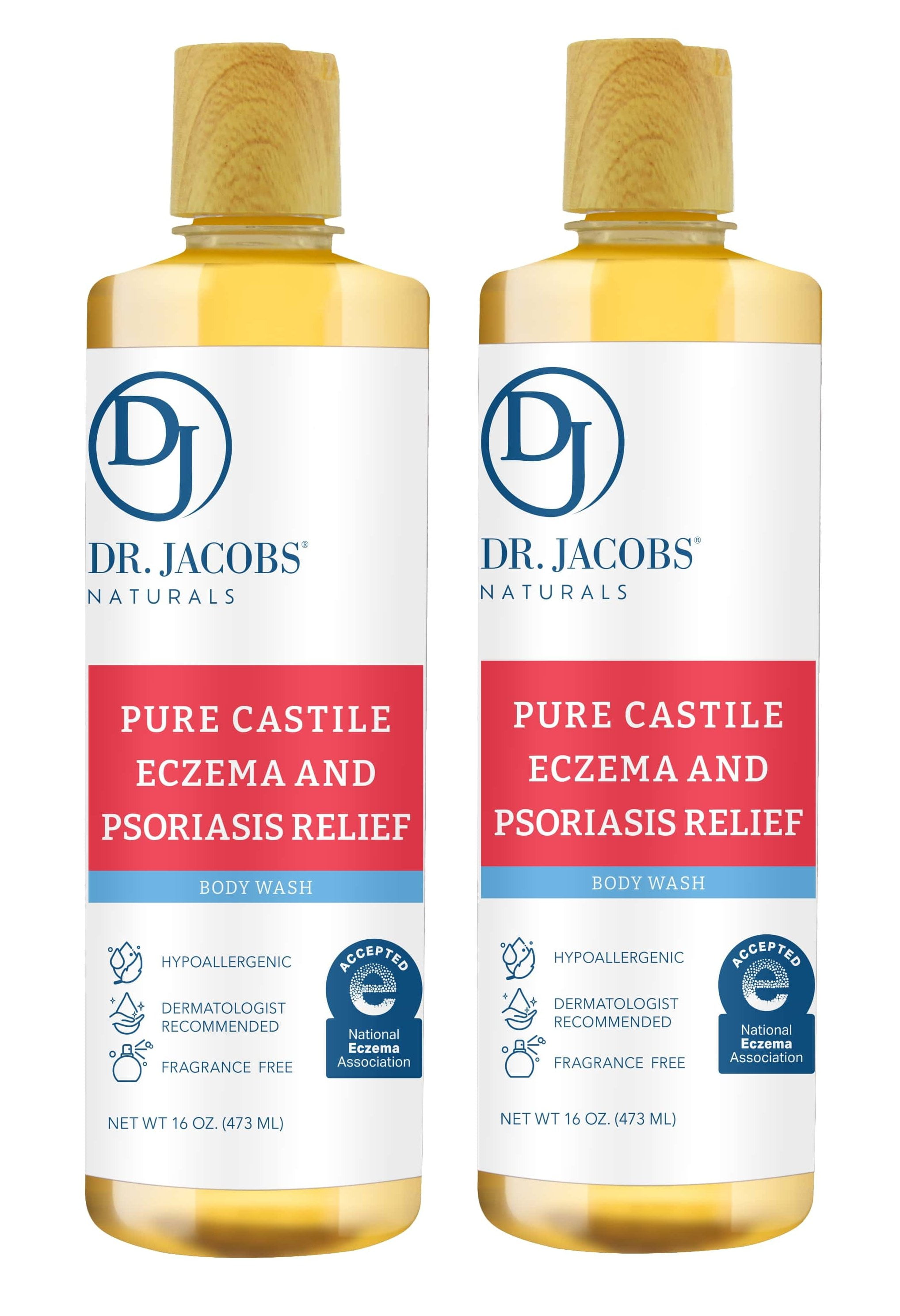 Dr. Jacobs Naturals Pure Castile 16oz (2PK) Body Wash for Eczema and