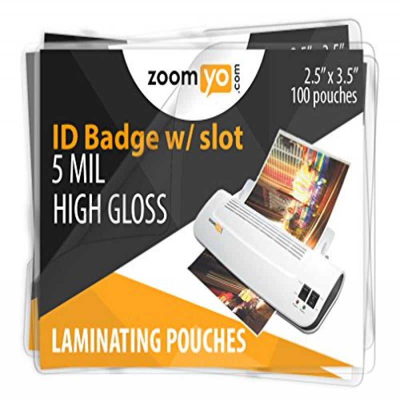 zoomyo laminating sheets id badge with slot 2 1 2 x 4 1 4 inches laminating sheets walmart