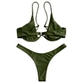 thumbnail image 6 of Women's Sexy Bikini Set Underwire Solid Color Two Piece Swimsuit Bow Tie Details for Beach Vacation Summer Pool Party,Army Green,L, 6 of 6