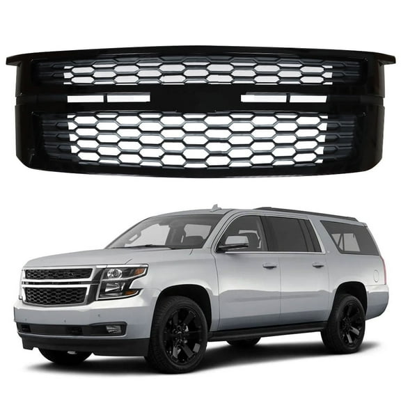 Labwork Front Bumper Grille Gloss Black Automotive Grille Compatible with Tahoe Suburban LS LT LTZ Sport Utility 4-Door 2015-2020