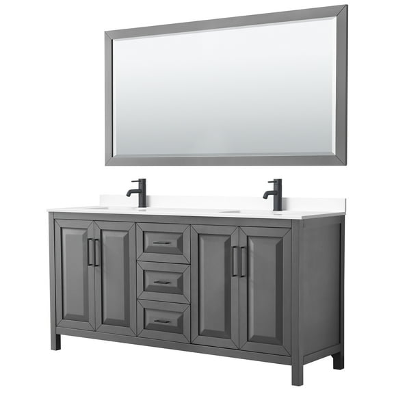 Wyndham Collection Wcv252572d-Vca-M70 Daria 72" Free Standing Double Basin Vanity Set -