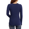 thumbnail image 2 of Women Fall Long Sleeve Stretch Slim Round Neck Ribbed Basic Top, 2 of 2