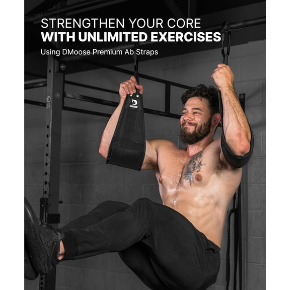 Hanging Ab Straps for Pull Up Bar & Core Strength Training - Soft Padded Exercise Straps for Ab Swing & Leg Raises, Hang Bar Strap with 2 Steel Carabiners - Abs Equipment for Home & Gym