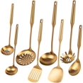thumbnail image 1 of HAHDAXIA Gold Kitchen Utensils Set, 8 PCS 304 Stainless Steel All Metal Cooking Tools - Spatula, Soup Ladle, Skimmer, Slotted Spatula, Spaghetti Server, Large Spoon, Soup Ladle Colander Set f, 1 of 7