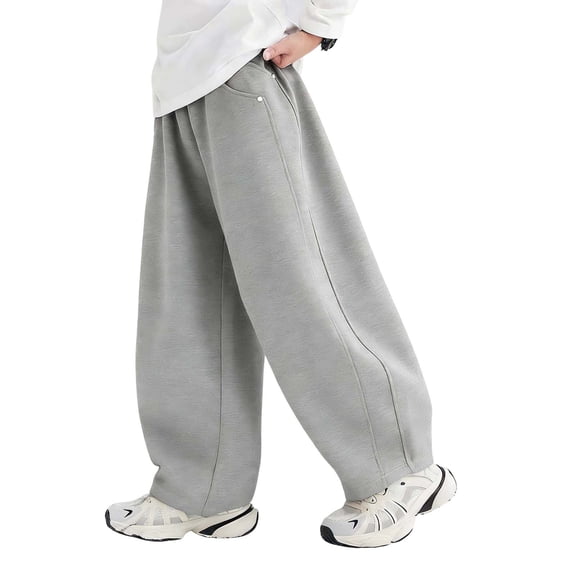Fengactive Boys Baggy Sweatpants Elastic Waist Wide Leg Casual Loose Long Pants 4-15T