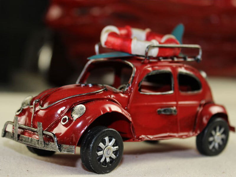 Retro Vintage Car Decor Figurines Beetle Windsurfing Metal Auto Modell Craft 