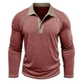 thumbnail image 5 of Yusimy Men's Casual Long Sleeve Polo Shirt - Solid Color, Half-Button Collar Design, Breathable Moisture-Wicking Fabric Daily Office & Golf Sports Wear, 5 of 7