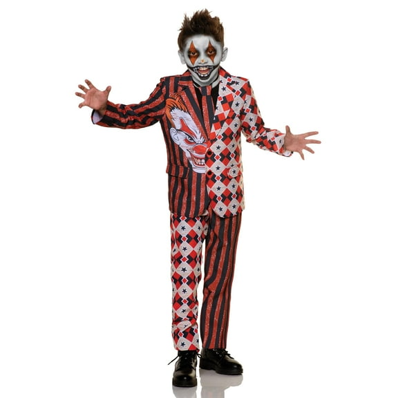 UNDERWRAPS Scary Suit Clown Halloween Costume - Torment Red & White Diamonds Clown Costume Suit Jacket (Small (4-6))