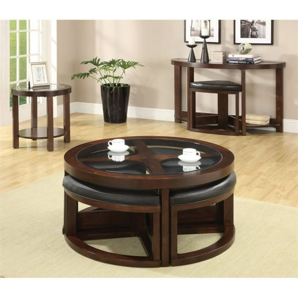 Furniture Of America Barker 3 Piece Coffee Table Set In Dark Walnut Walmart Com Walmart Com