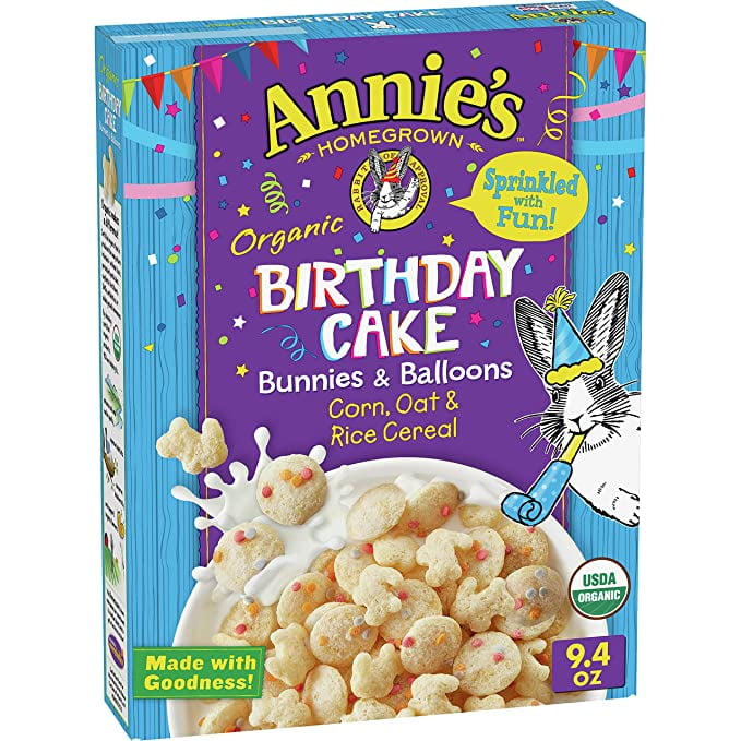 Annie's Birthday Cake Bunnies and Balloons Cereal, 9.4 oz Pack of 10