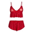 thumbnail image 4 of Just Sexy Lingerie Women’s Glitter Printed Cropped Cami and Shorts Set, 2-Piece, Sizes S-XL, 4 of 4