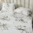 thumbnail image 6 of Move Over 4 pcs White Floral Sheet Set Twin Pastoral Style Fitted Sheet Flowers Pattern All Around Elastics Deep Pocket Sheet, 6 of 8