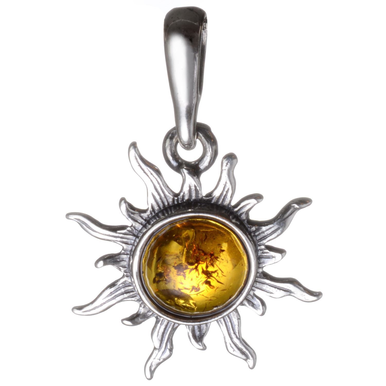Sterling Silver and Baltic Amber Sun 