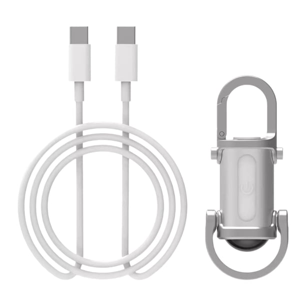 Pequeño llavero con luz, lámpara de espera, llavero de regalo, lámpara brillante y larga para senderismo, caminatas, camping y actividades al blanco