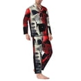 thumbnail image 2 of Bingfone Men's Pajama Set 2 Piece Loungewear PJs, Long Sleeve with Pajama Pants-Red And White Screaming Demon Skull, 2 of 7
