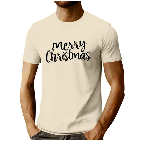 Mens Merry Christmas Short Sleeve T-Shirt Shirt Classic Fit Crew Neck