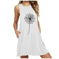 thumbnail image 2 of SMihono Robe d'Été pour Femmes Grande Taille Mode Poches Pissenlits Imprimé Sans Manches Robe de Nuit Décontractée, 2 of 3