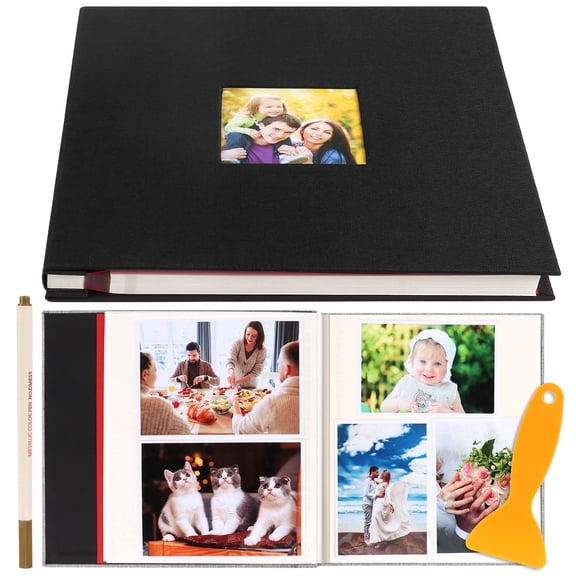 Photo Album Self Adhesive 60 Pages, 11x10.6" DIY Scrapbook Album for 4x6 5x7 8x10 Pictures, Black Linen Cover DIY Gift for Mom,Family Baby and Wedding