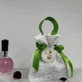 thumbnail image 1 of Canvas Floral Drawstring Bag Satin Bow Stripe Bowknot Handbag Large Capacity Korean Style Ribbon Bow Wrist Bag Wedding, 1 of 4