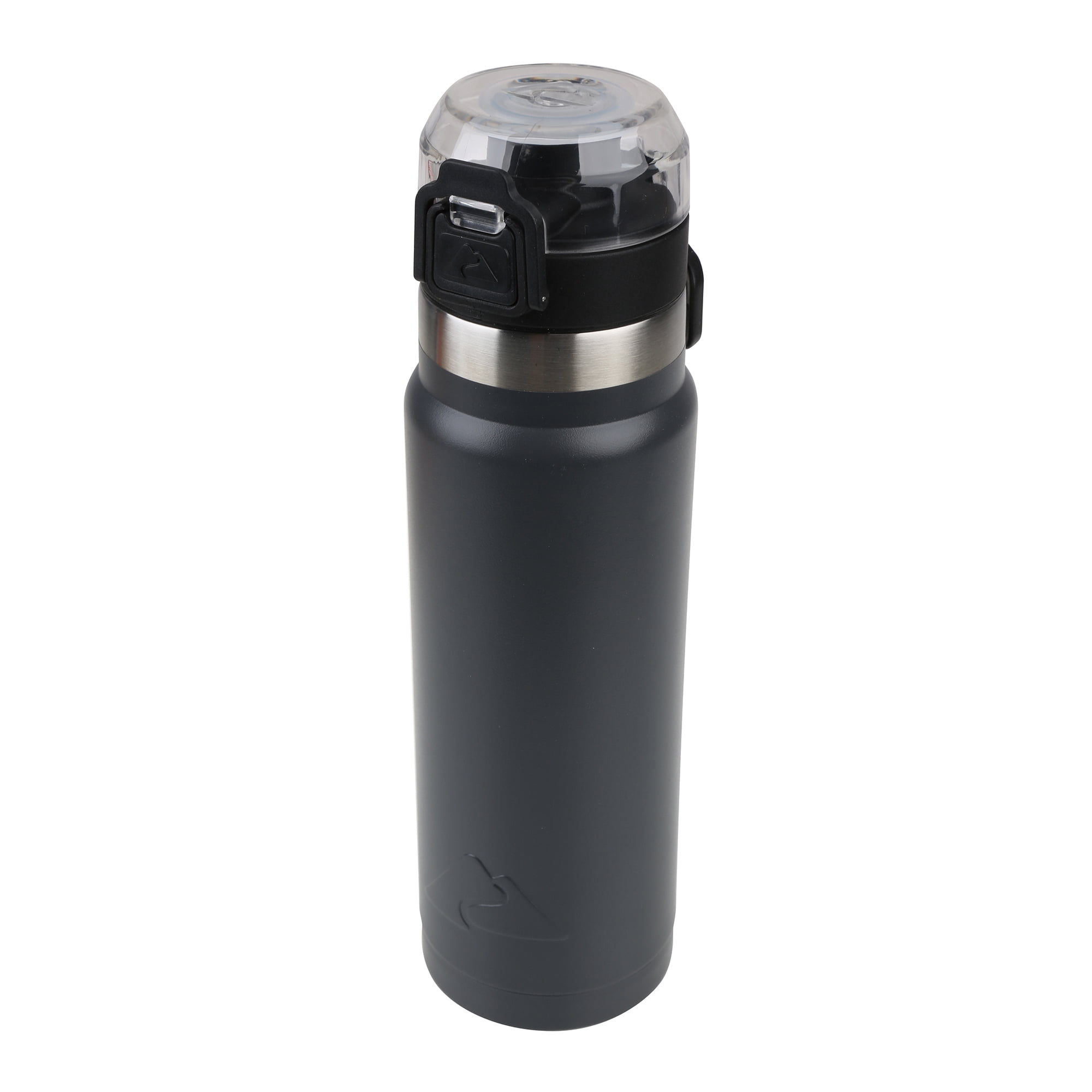 Ozark Trail 24 oz Black and Silver Stainless Steel Water Bottle with Wide Mouth Lid
