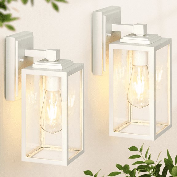 VIANIS 2 Pack Outdoor Light Fixture, White Outside Wall Lighting Lantern, Anti-Rust Porch Lights Outdoor, 100% Aluminum Exterior Lights for House, Patio, Doorway