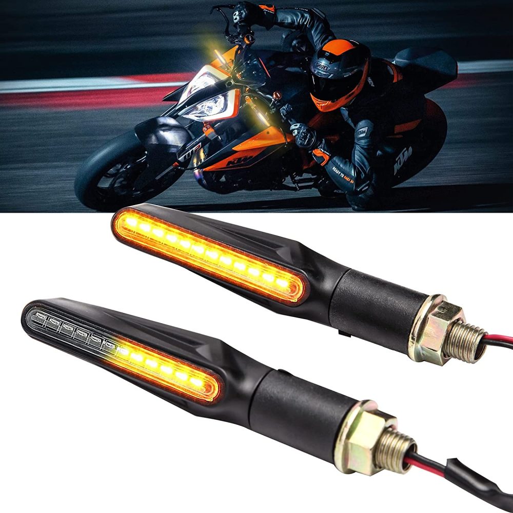 Motorcycle Indicators Flowing Turn Signal Lights Motorbike Turning Indicators 12V 12 LEDs Bulbs