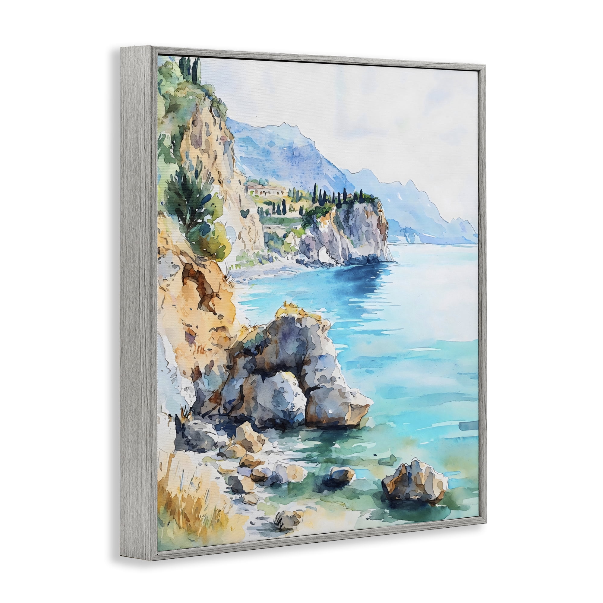 Stupell Industries Azure Italian Coastline Gray Framed Giclee Art, design by LSR Design Studio