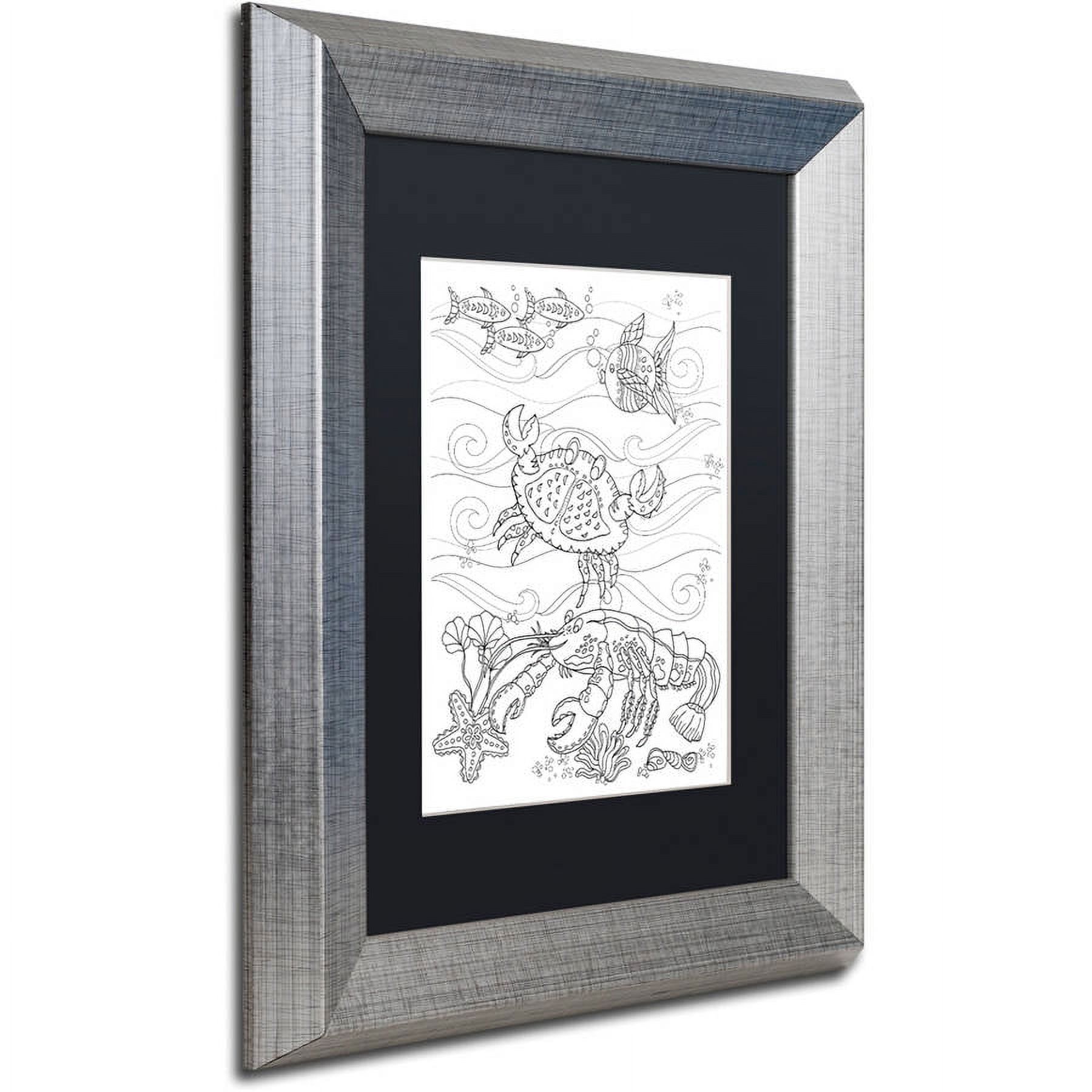Trademark Fine Art "Crab And Lobster" Canvas Art by Lisa Powell Braun, Black Matte, Silver Frame