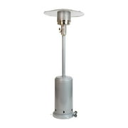 Flash Furniture Patio Outdoor Heating-Silver Stainless Steel 40,000 BTU Propane Heater with Wheels for Commercial & Residential Use-7.5 Feet Tall